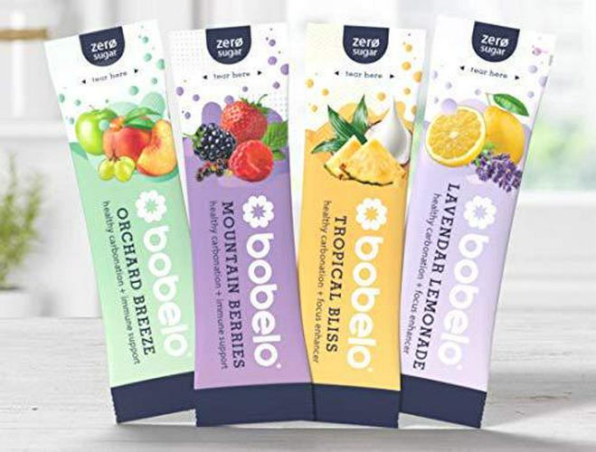 BOBELO Hydration Welcome KIT- Reusable Water Bottle, 12 Self Carbonating Hydration Drink Mixes in 4 Refreshing Flavors, Real Fruit and Botanical Extracts, Sugar Free, Keto and Paleo Friendly