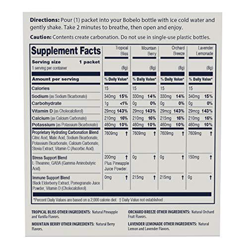 BOBELO Hydration Welcome KIT- Reusable Water Bottle, 12 Self Carbonating Hydration Drink Mixes in 4 Refreshing Flavors, Real Fruit and Botanical Extracts, Sugar Free, Keto and Paleo Friendly