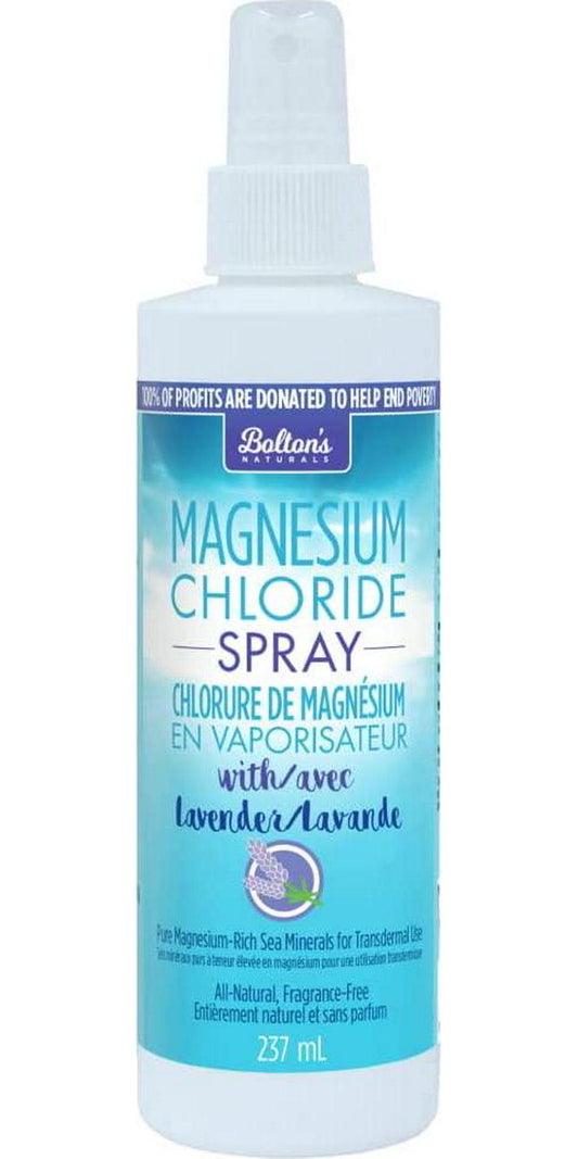BOLTON'S Natural - Magnesium Chloride Spray with Lavender, 8 oz | Relieves Tension | Restores Healthy Magnesium Levels | Soothes, Protects and Boosts Skin's Moisture Retention