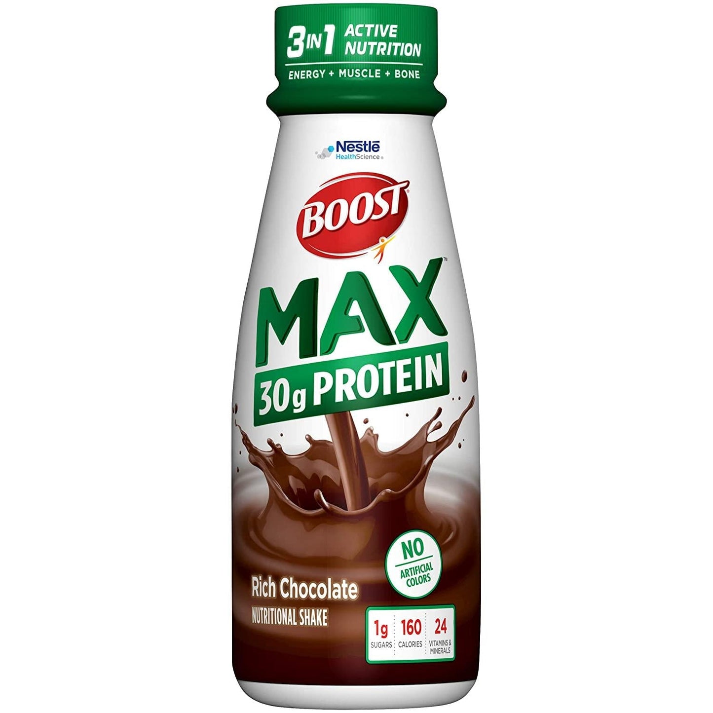 BOOST Max Nutritional Drink, 30g Protein, Rich Chocolate, 11 Ounce Bottle (Pack of 12) and Original Complete Nutritional Drink, Rich Chocolate, 8 Fl Oz (Pack of 24)