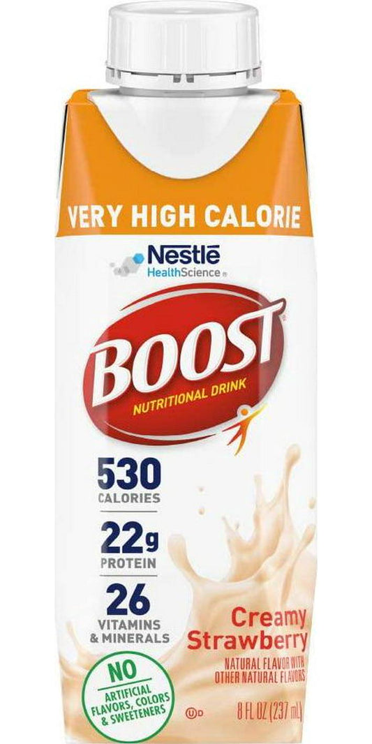 BOOST Very High Calorie Nutritional Drink, Creamy Strawberry, 8 Fl Oz (Pack of 24)