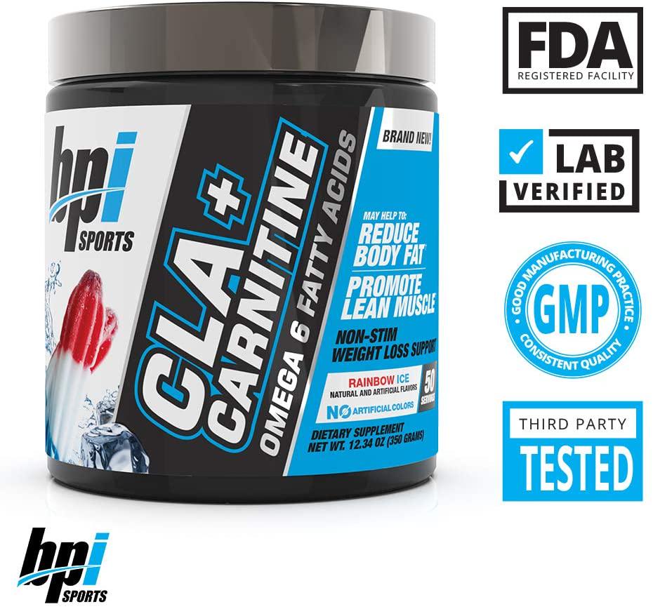BPI Health CLA + Carnitine, 50 Servings, Rainbow Ice, 0.32 Kilograms