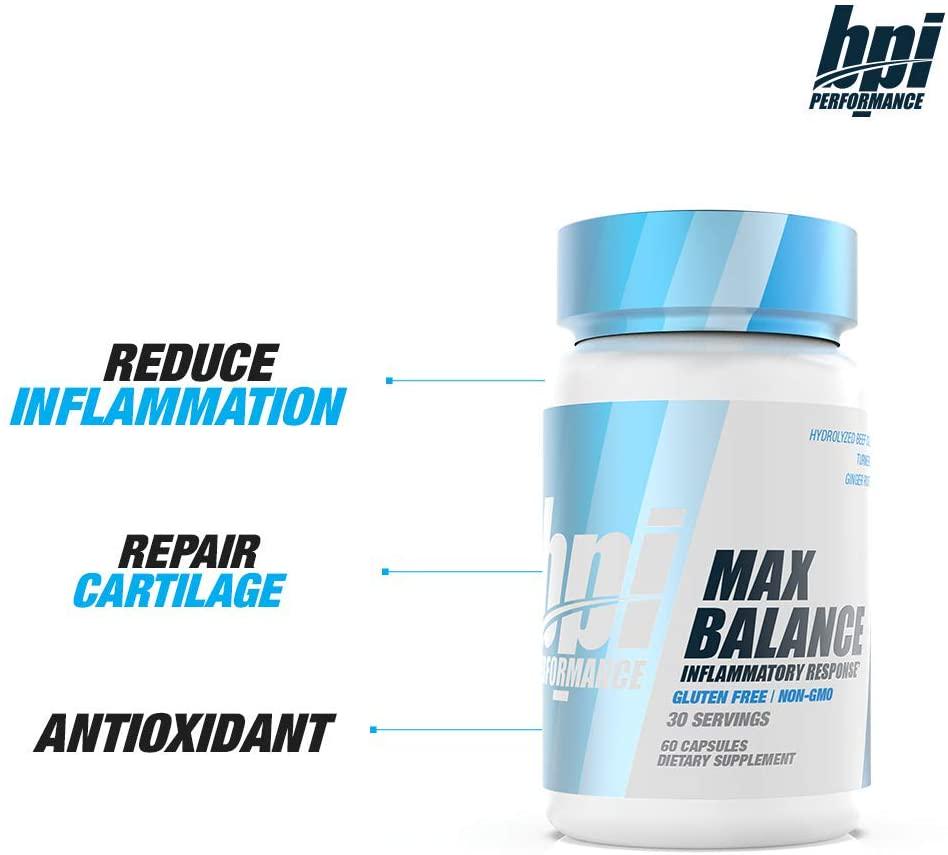 BPI Performance Max Balance Inflammatory Response – Joint Relief and Support, Anti-inflammatory – Hydrolyzed Beef Collagen, Turmeric, Ginger Root – Gluten Free – Non-GMO – For Men and Women – 30 Servings