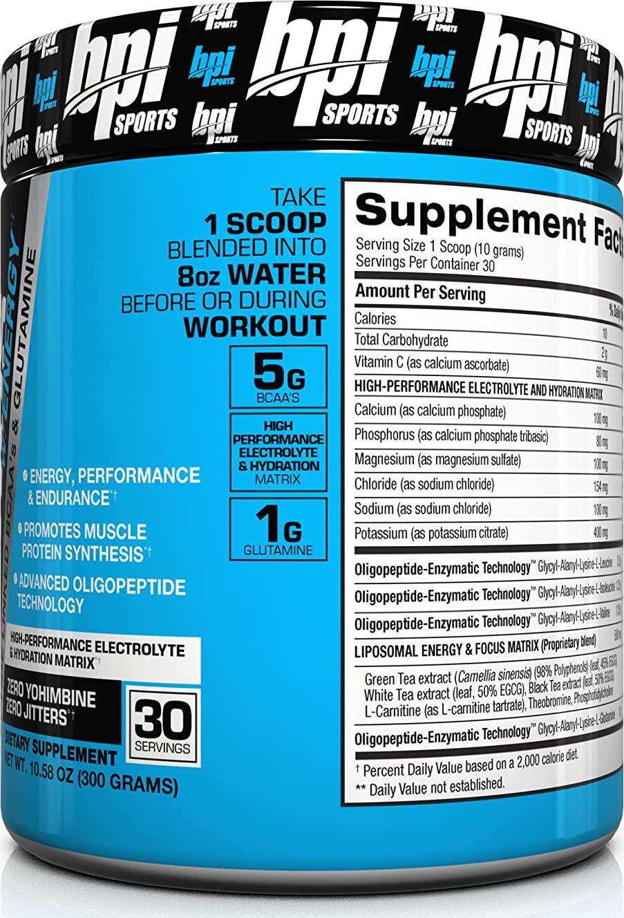 BPI Sports Best Aminos with Energy Peptide Linked BCAAs and Glutamine, Hurricane Orange, 10.58 Ounce