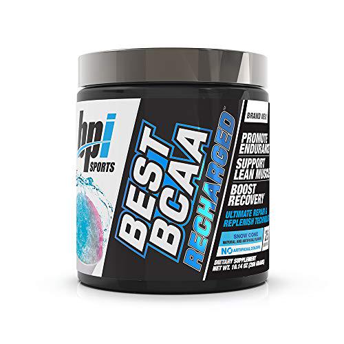 BPI Sports Best Bcaa Recharged Endurance, Muscle, Recovery Leucine, Isoleucine, Valine Green Tea Taurine Coconut Water Electrolytes for Men and Women Snow Cone 25 Servings 10.14 Oz