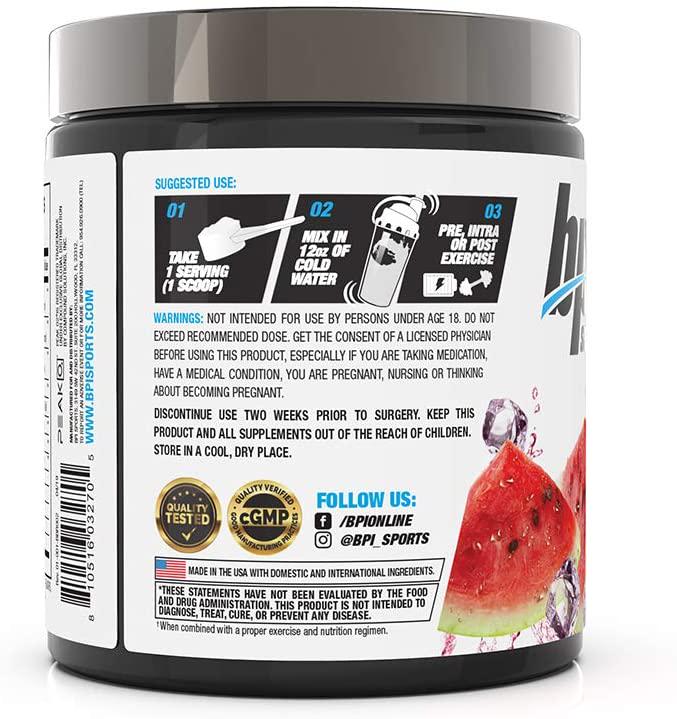 BPI Sports Best Bcaa Recharged Endurance, Muscle, Recovery Leucine, Isoleucine, Valine Green Tea Taurine Coconut Water Electrolytes for Men and Women Watermelon 25 Servings 10.14 Oz