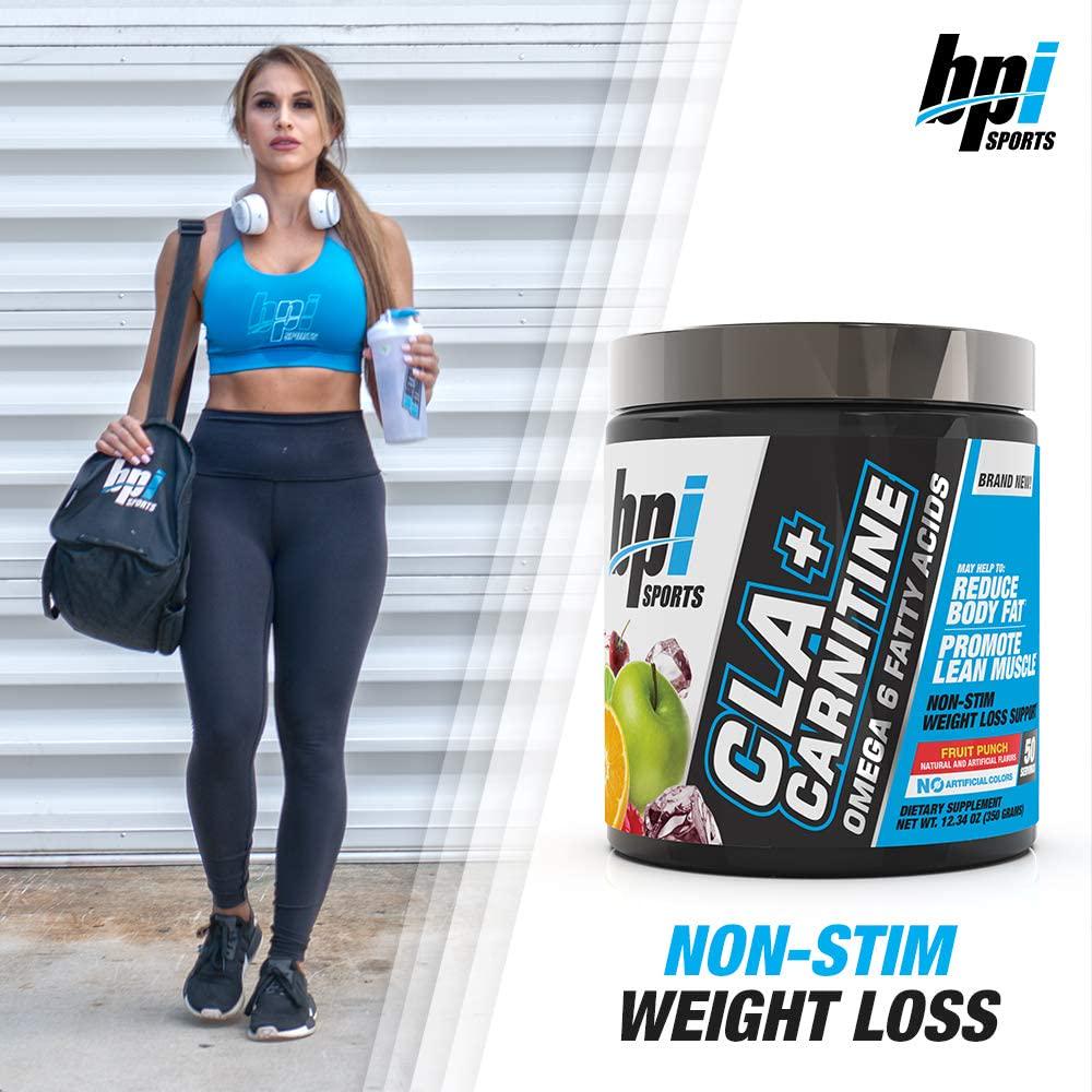 BPI Sports CLA + Carnitine Conjugated Linoleic Acid Weight Loss Formula Metabolism, Performance, Lean Muscle Caffeine Free For Men and Women Fruit Punch 50 servings 12.34 oz