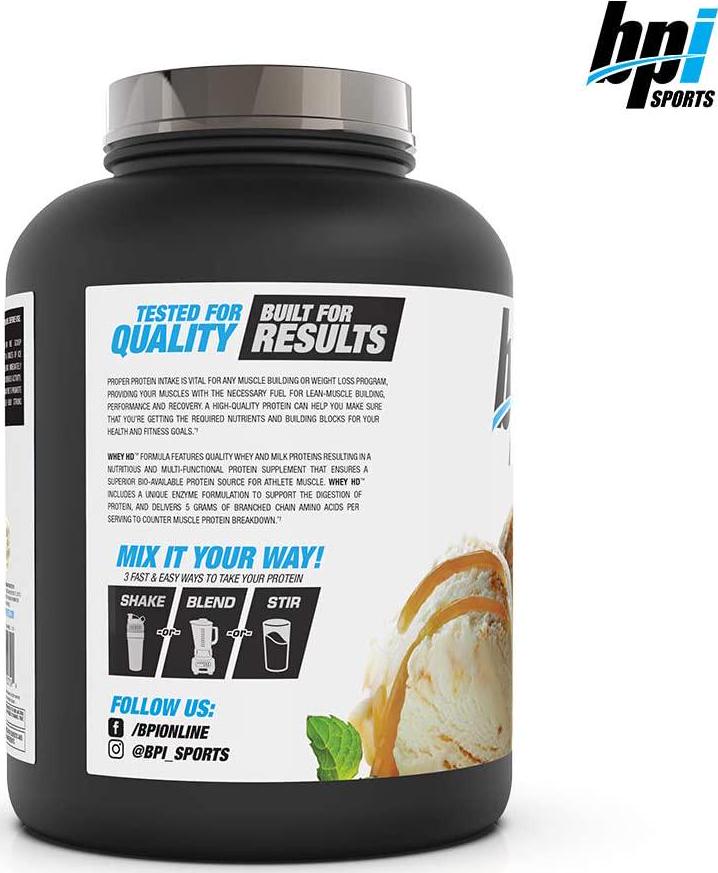 BPI Sports Whey HD, 50 Servings, Vanilla Caramel, 0.005 Kilograms