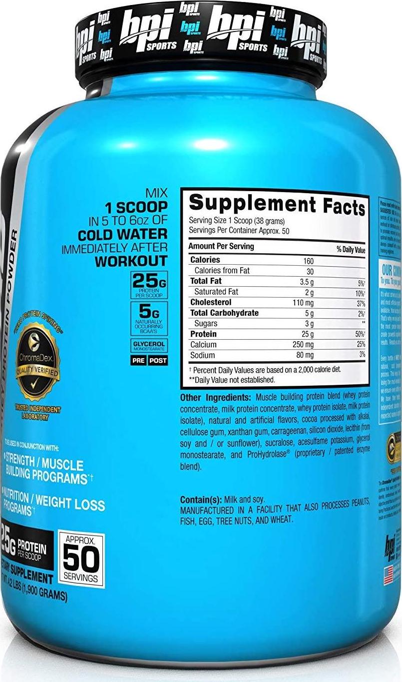 BPI Sports Whey-HD Ultra Premium Protein Powder, Chocolate Cookie, 1.90 kilograms