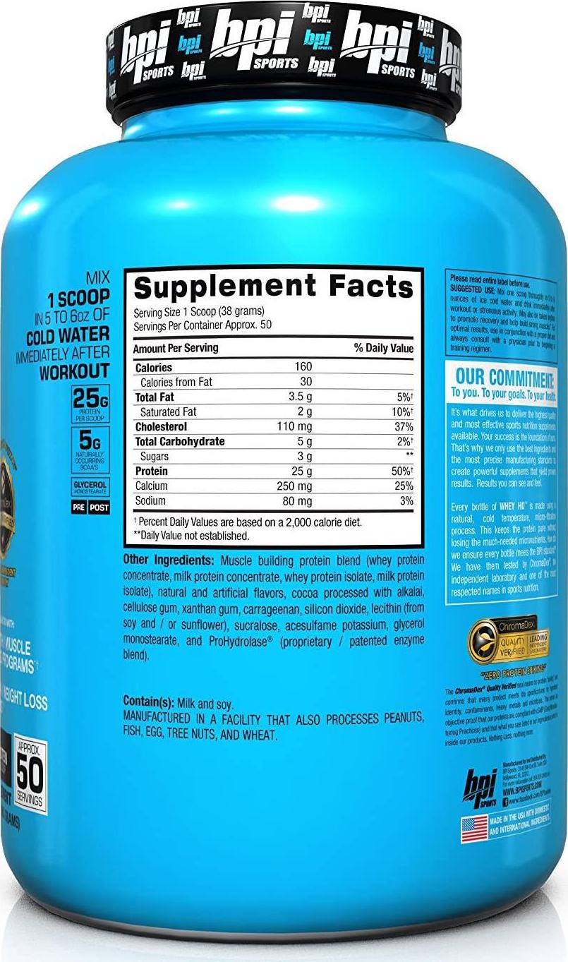 BPI Sports Whey-HD Ultra Premium Protein Powder, Chocolate Cookie, 1.90 kilograms