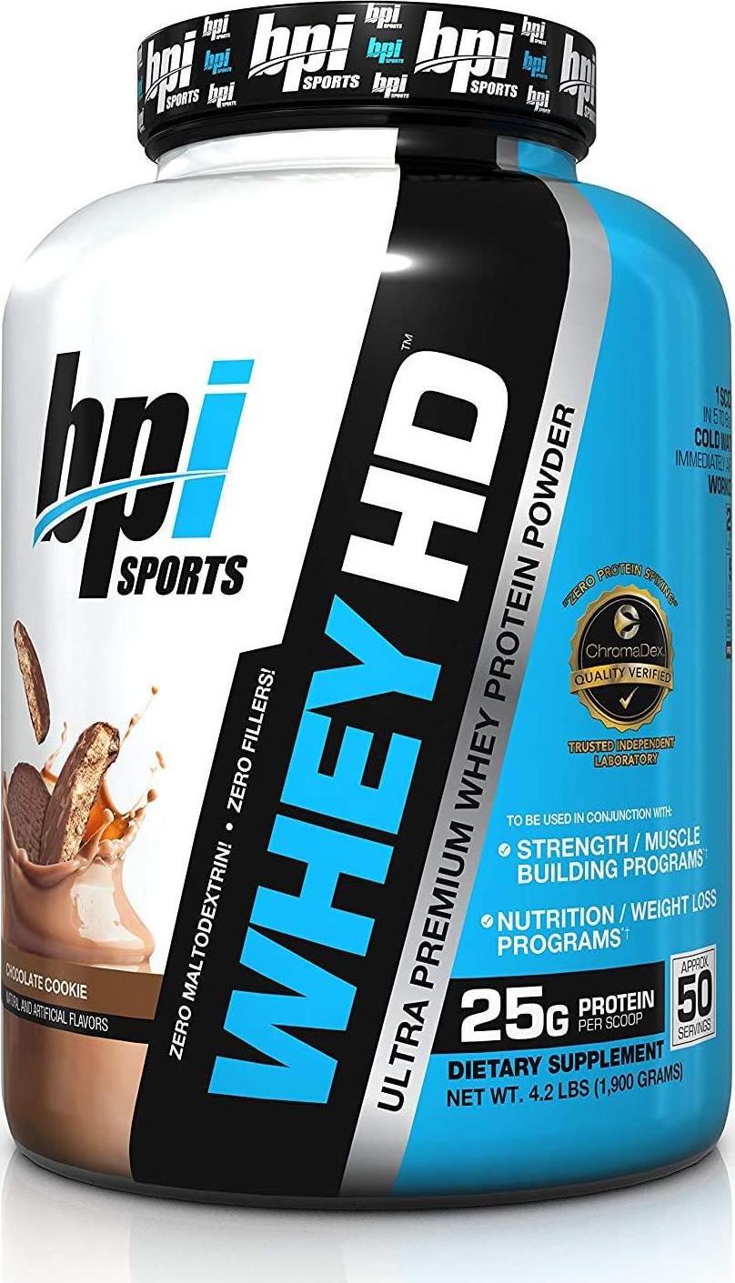 BPI Sports Whey-HD Ultra Premium Protein Powder, Chocolate Cookie, 1.90 kilograms