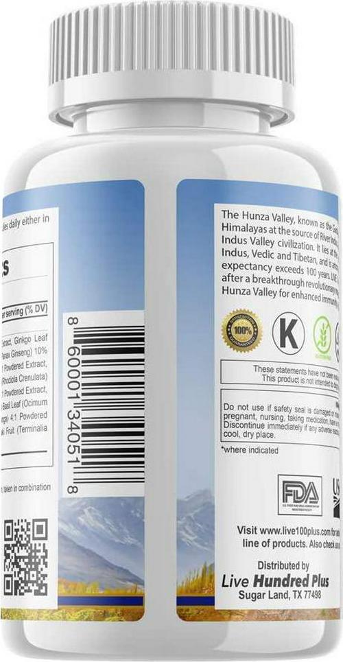 BRAINFORT from Hunza Valley for Strong Brain and Memory. 12 Super Herbs from The Garden of Eden, Where People Live to Over 100 Years. All Natural and Vegetarian. Made in USA by Live 100Plus