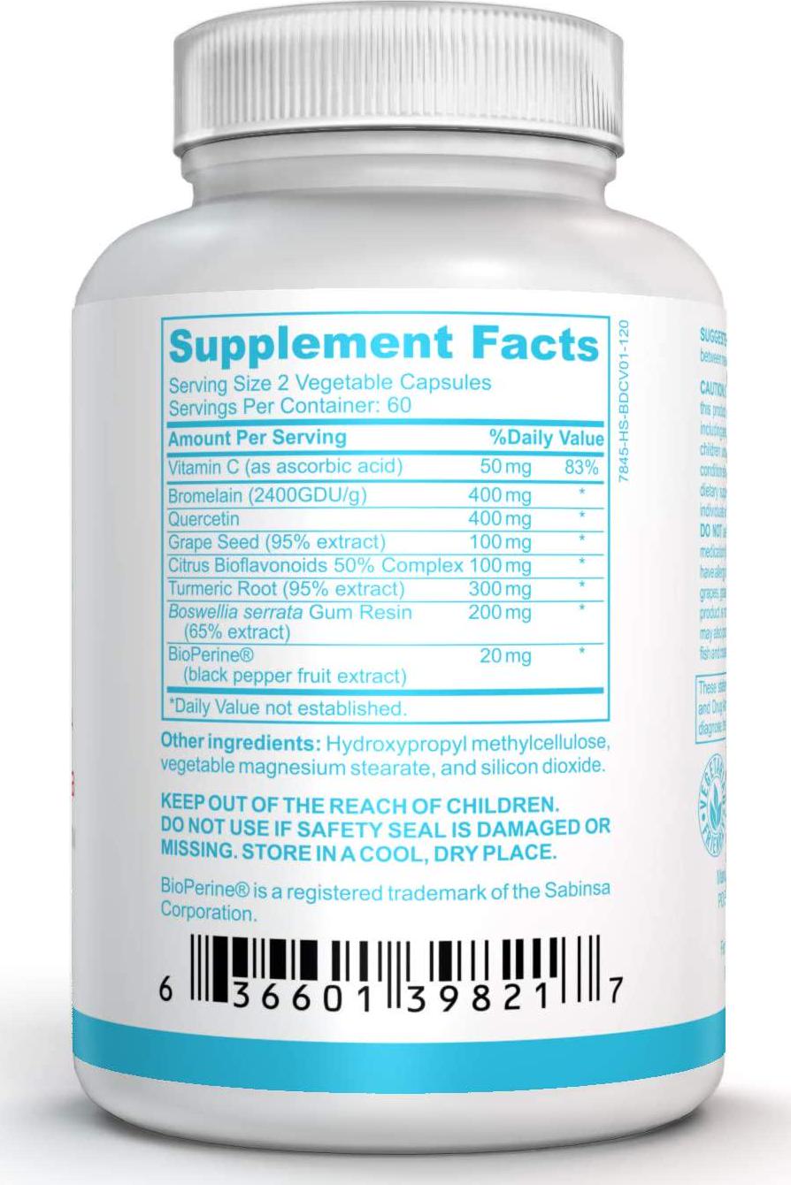 BROMELUXE ULTRA Anti-Bruising Supplement I Bromelain and Quercetin with Turmeric and Boswellia: Swelling and Bruise Relief, Anti-Inflammatory Treatment I For Recovery After Surgery and Trauma I 120 Caps