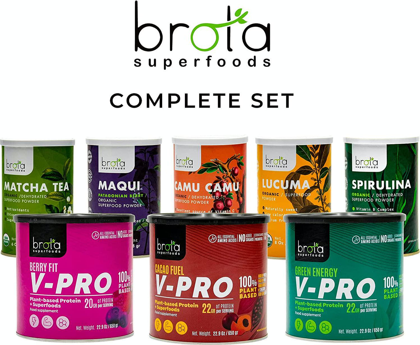 BROTA SUPERFOODS Protein Powder Delicious Cacao Plant Based Protein with Great Digestibility and Nutritional Quality 20g of Protein per Serving Perfect for Athletes and Fitness Enthusiasts