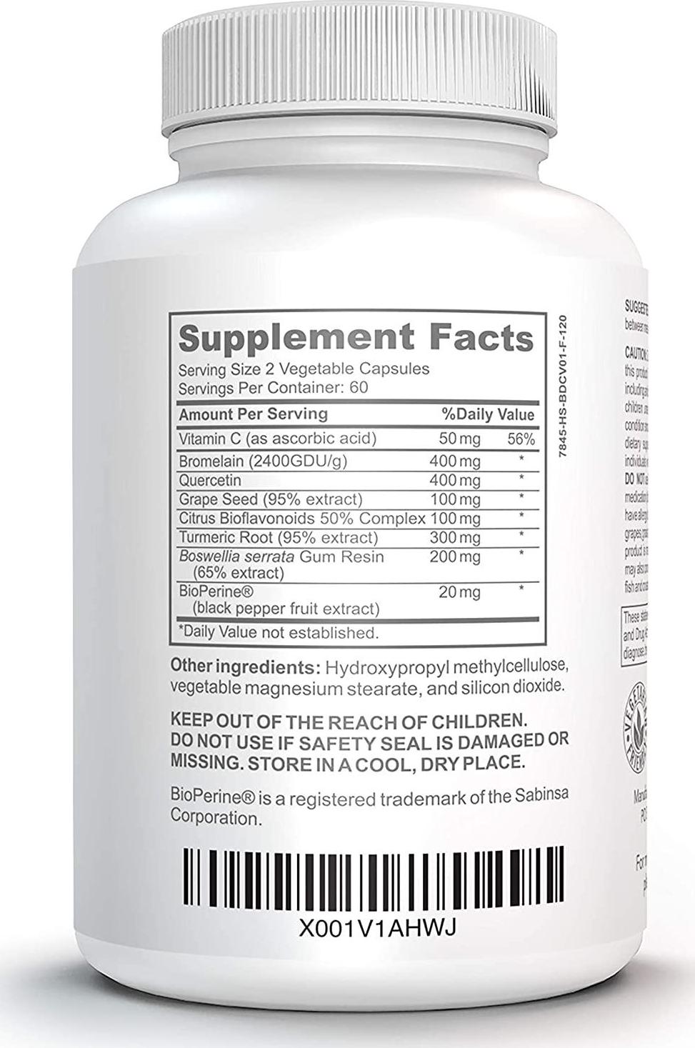 BRUIZEX Ultra Bruising Relief Supplement, 120 Capsules | Swelling Surgery Supplements for Bruised Skin and Trauma Recovery | Contains Bromelain, Quercetin, Turmeric and Boswellia