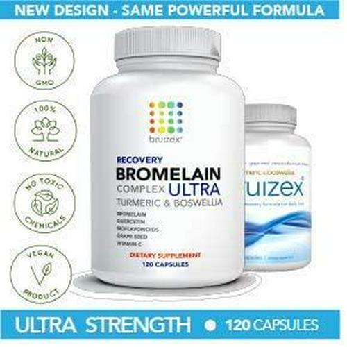 BRUIZEX Ultra Bruising Relief Supplement, 120 Capsules | Swelling Surgery Supplements for Bruised Skin and Trauma Recovery | Contains Bromelain, Quercetin, Turmeric and Boswellia