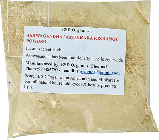 BSD Organics Ashwagandha/Amukkara Kizhangu Powder, 100 Grams