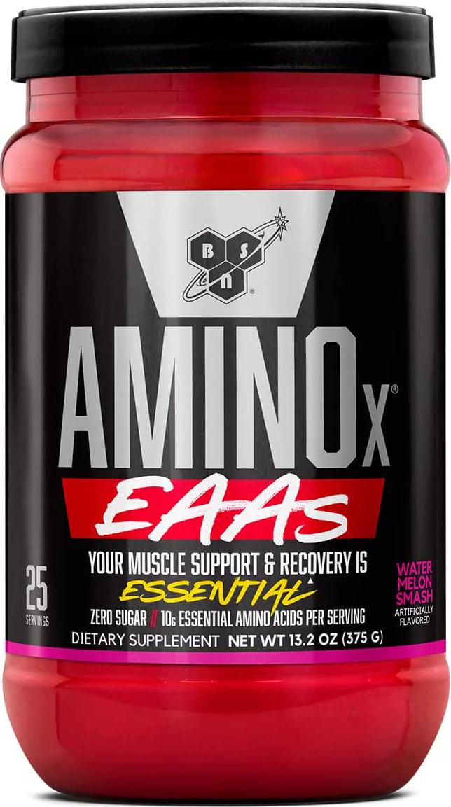 BSN Amino X EAAs, Muscle Recovery and Endurance, 10g Essential Amino Acids, 5g BCAAs, Zero Sugar, Caffeine Free, Watermelon Splash, 13.2oz, 25 Servings