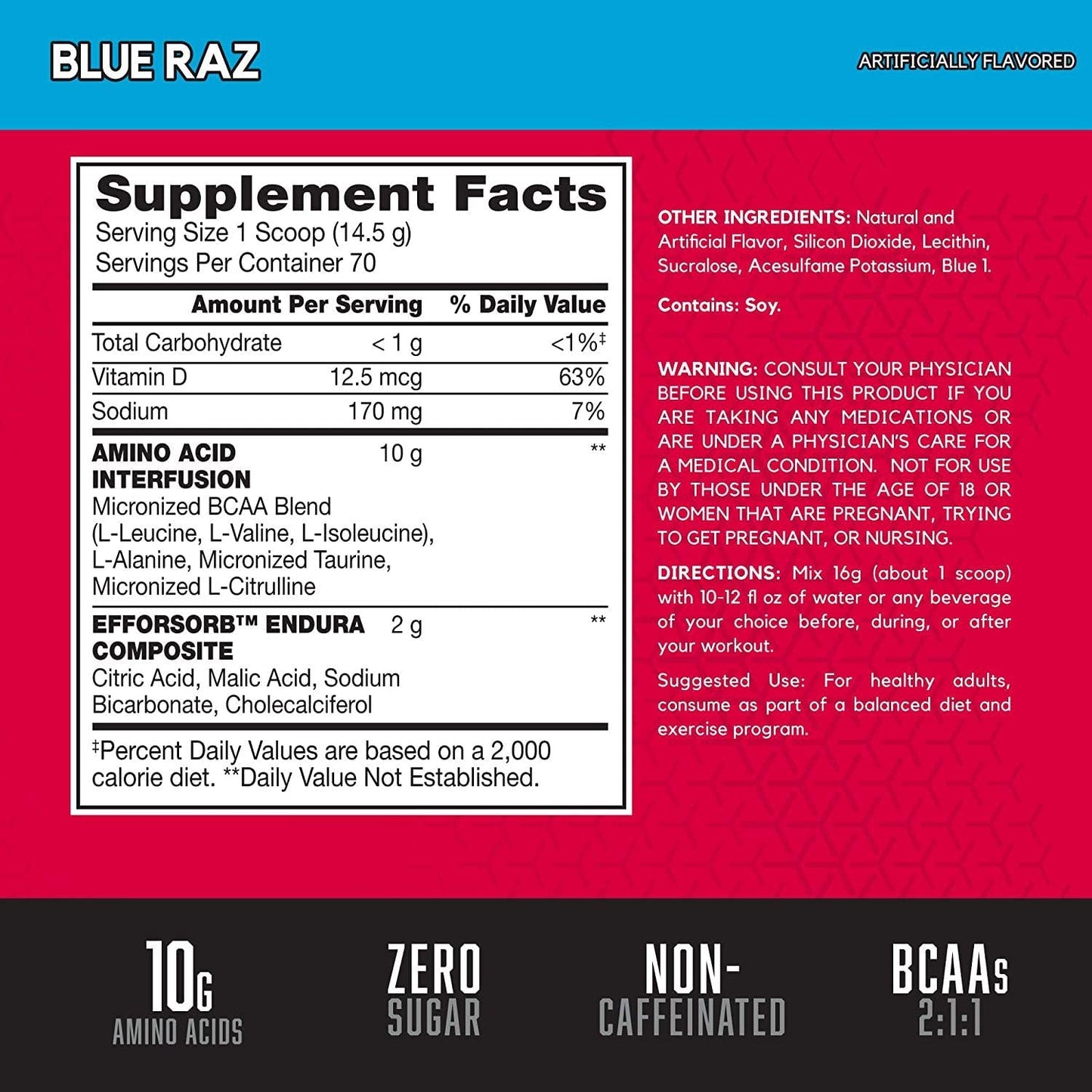 BSN Amino X Endurance and Recovery 1.01kg Blue Raspberry 70 Serves