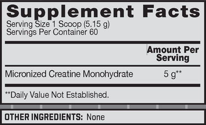 BSN Micronized Creatine Monohydrate Powder, Unflavored, 2 Months Supply-60 Servings