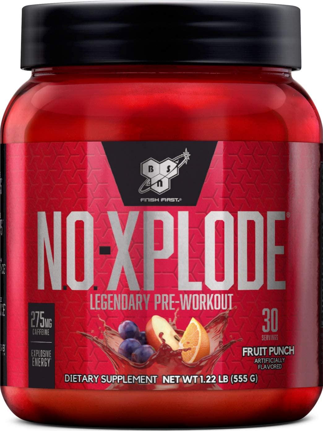 BSN N.O.-XPLODE Pre-Workout Supplement with Creatine, Beta-Alanine, and Energy, Flavor: Fruit Punch, 30 Servings