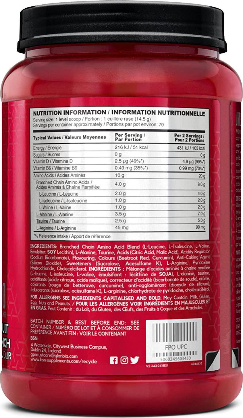 BSN Nutrition Amino X Muscle Building Support Powder Supplement with Vitamin D, Vitamin B6 and Amino Acids, Fruit Punch, 1 kg, 70 Servings