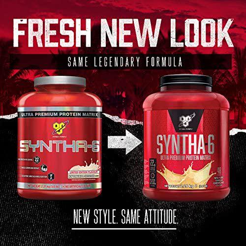 BSN Nutrition Syntha 6 Whey Protein Shake with Whey Protein Isolate, Micellar Casein, Glutamine and Amino Acids, New York Vanilla Cheesecake, 48 Servings, 2.26 kg