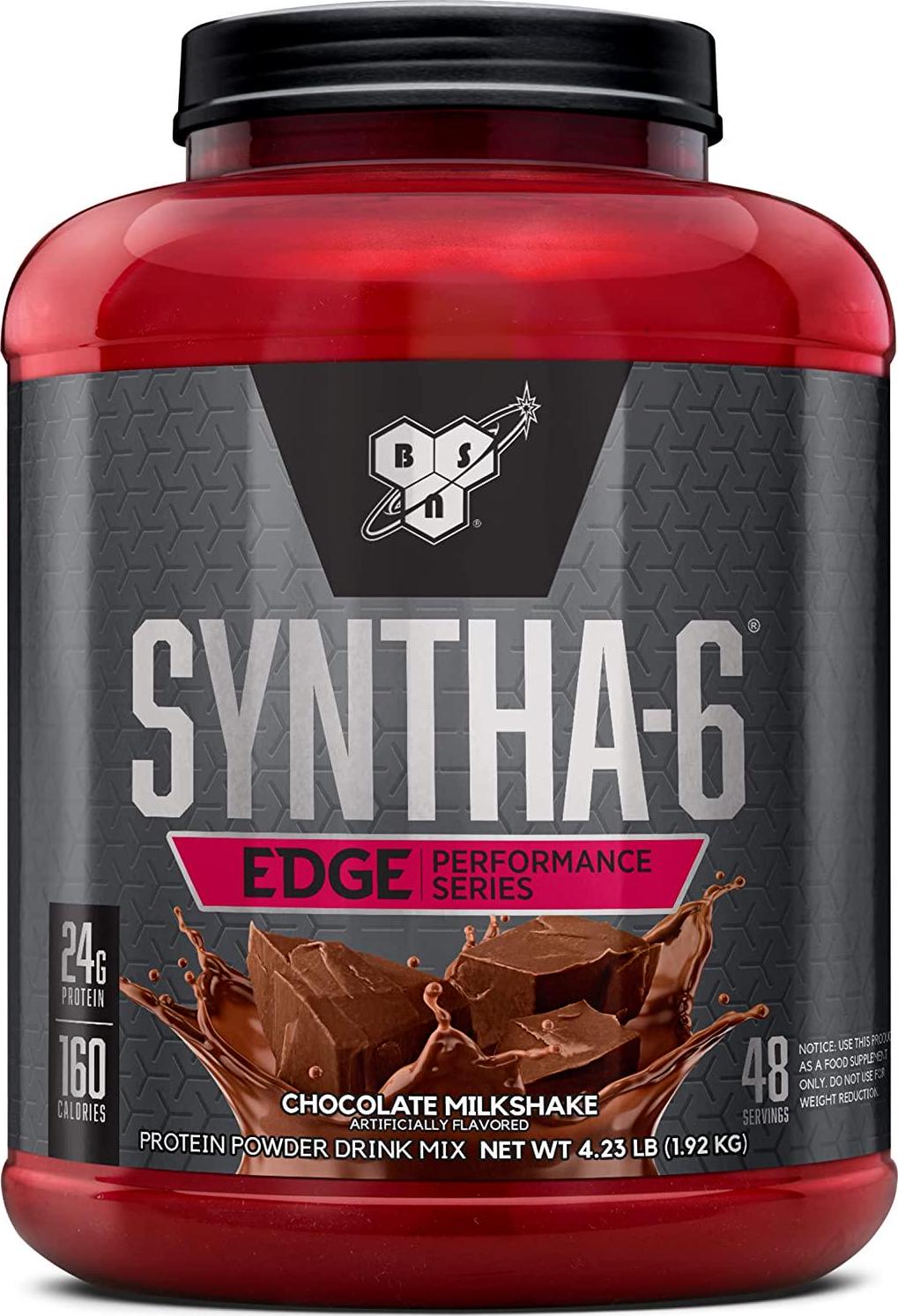 BSN SYNTHA-6 EDGE Protein Powder, Whey Protein, Hydrolyzed Whey, Micellar Casein, Milk Protein Isolate, Flavor: Chocolate Milkshake, 48 Servings