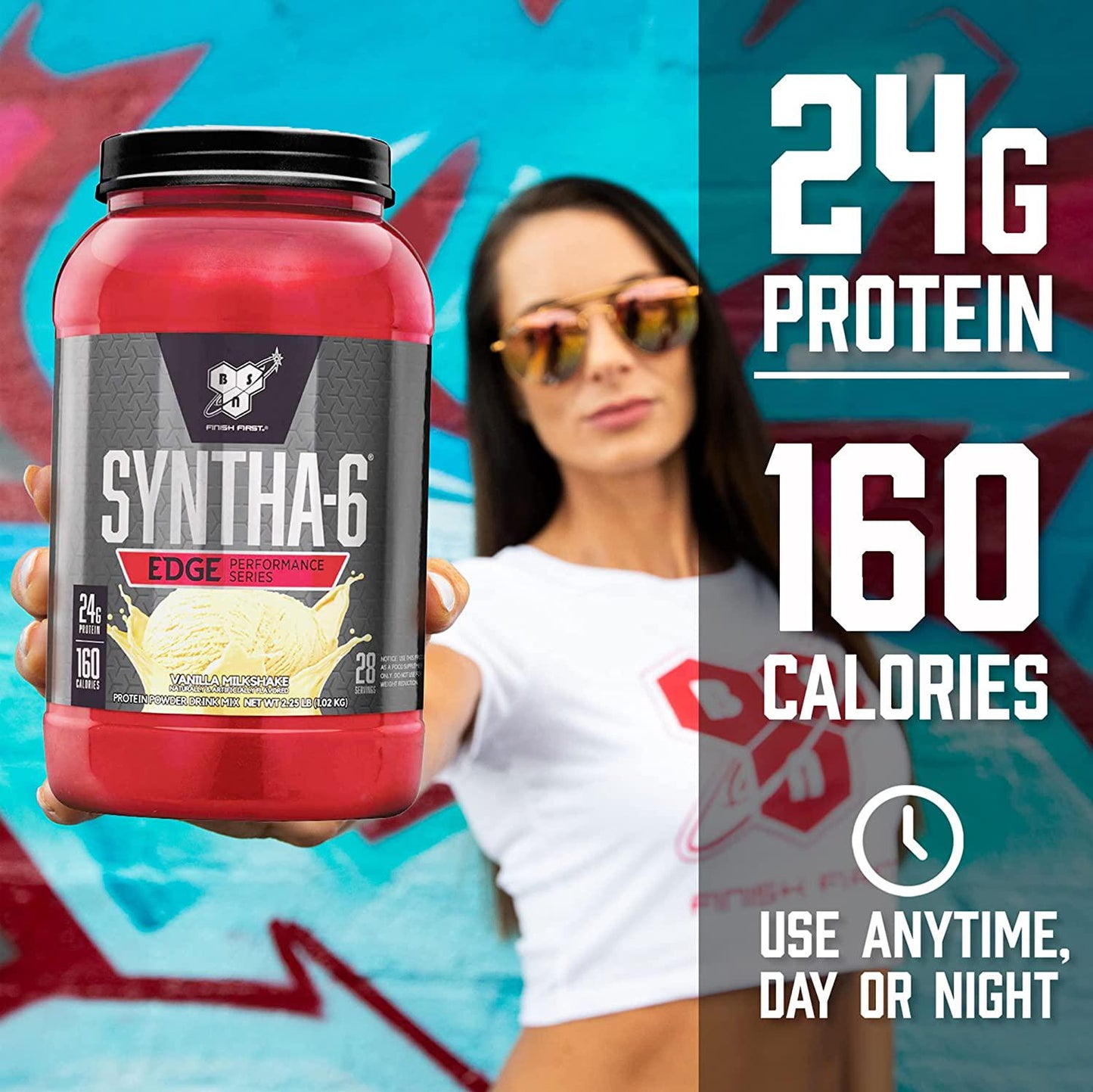 BSN SYNTHA-6 EDGE Protein Powder, Whey Protein, Hydrolyzed Whey, Micellar Casein, Milk Protein Isolate, Flavor: Cookies N Cream, 28 Servings