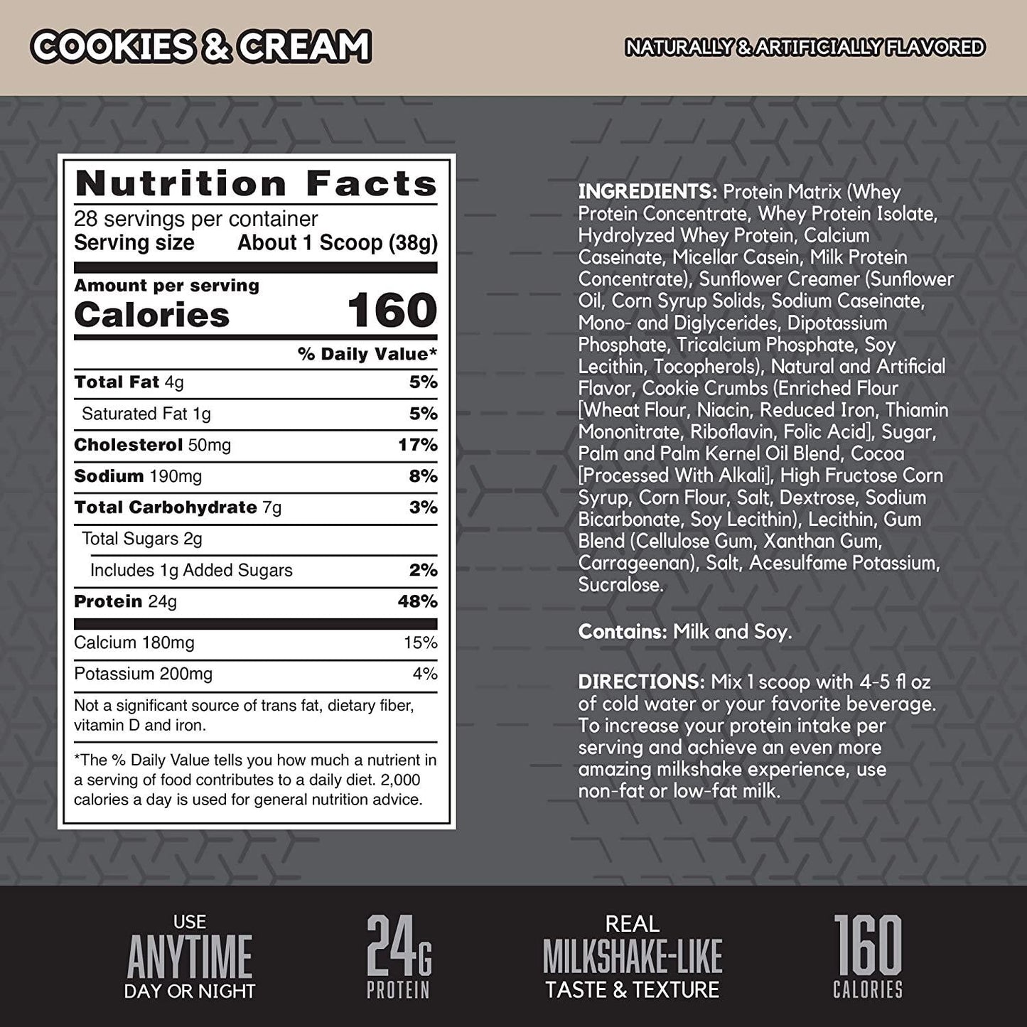 BSN SYNTHA-6 EDGE Protein Powder, Whey Protein, Hydrolyzed Whey, Micellar Casein, Milk Protein Isolate, Flavor: Cookies N Cream, 28 Servings