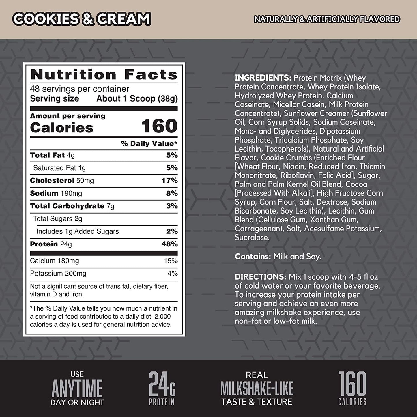 BSN SYNTHA-6 EDGE Protein Powder, Whey Protein, Hydrolyzed Whey, Micellar Casein, Milk Protein Isolate, Flavor: Cookies N Cream, 48 Servings