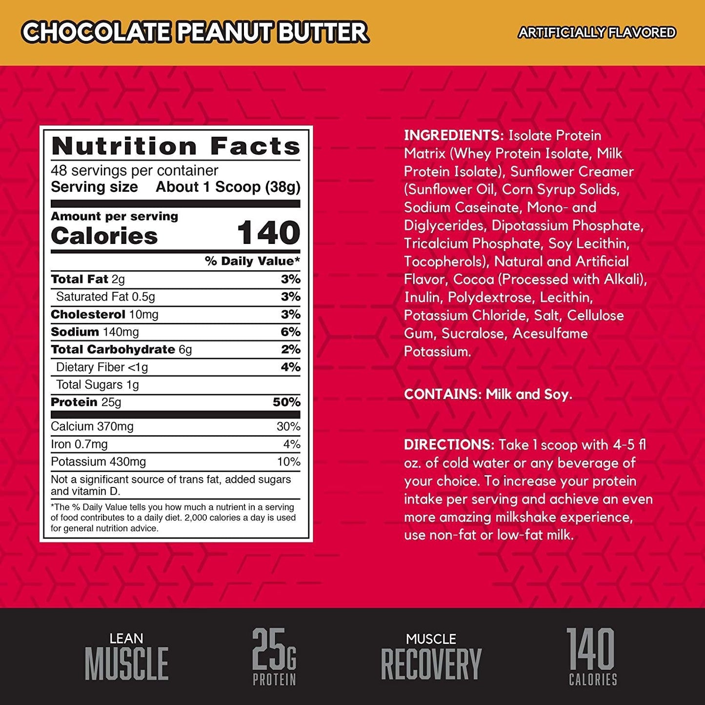 BSN SYNTHA-6 ISOLATE Protein Powder, Whey Protein Isolate, Milk Protein Isolate, Flavor: Chocolate Peanut Butter, 48 servings