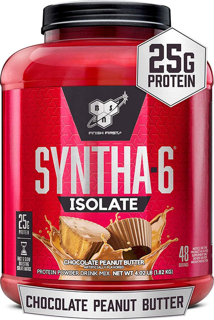 BSN SYNTHA-6 Isolate Protein Powder, Whey Protein Isolate, Milk Protein Isolate, Flavor: Chocolate Peanut Butter, 48 Servings