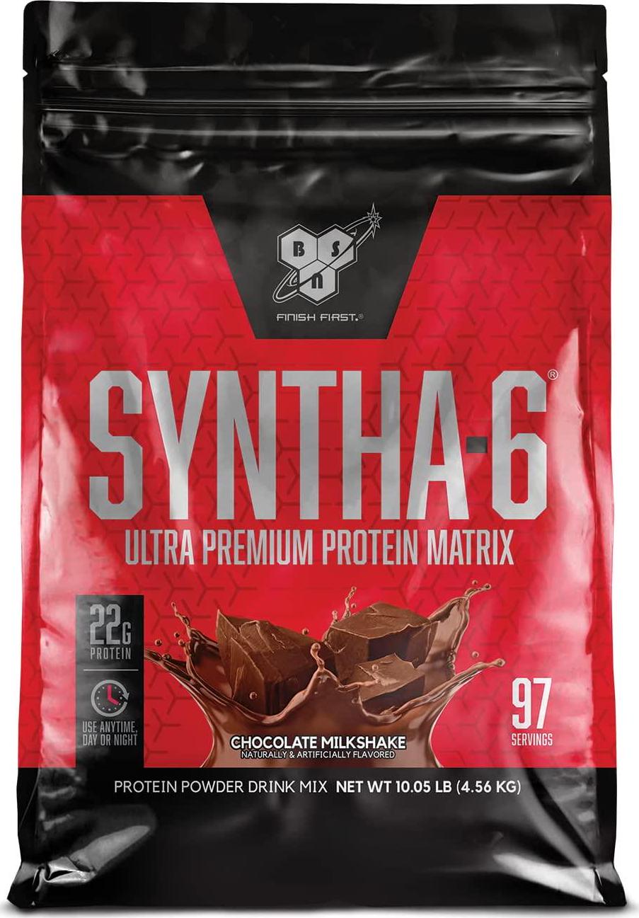 BSN SYNTHA-6 Protein Powder, Whey Protein, Micellar Casein, Milk Protein Isolate, Flavor: Chocolate Milkshake, 97 Servings, 1047859