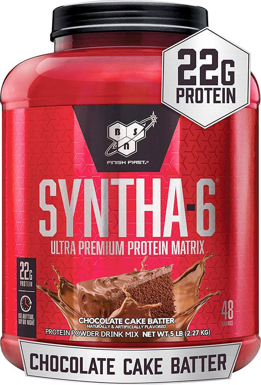 BSN SYNTHA-6 Protein Powder, Whey Protein, Micellar Casein, Milk Protein Isolate, Flavor: Chocolate Cake Batter, 48 Servings