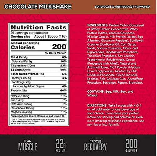 BSN SYNTHA-6 Protein Powder, Whey Protein, Micellar Casein, Milk Protein Isolate, Flavor: Chocolate Milkshake, 97 Servings, 1047859