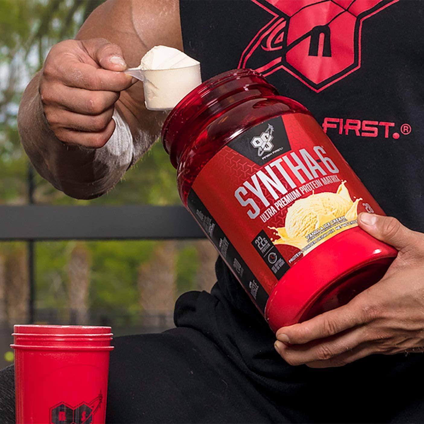 BSN SYNTHA-6 Whey Protein Powder, Micellar Casein, Milk Protein Isolate, Strawberry Milkshake, 48 Servings, 80 Oz