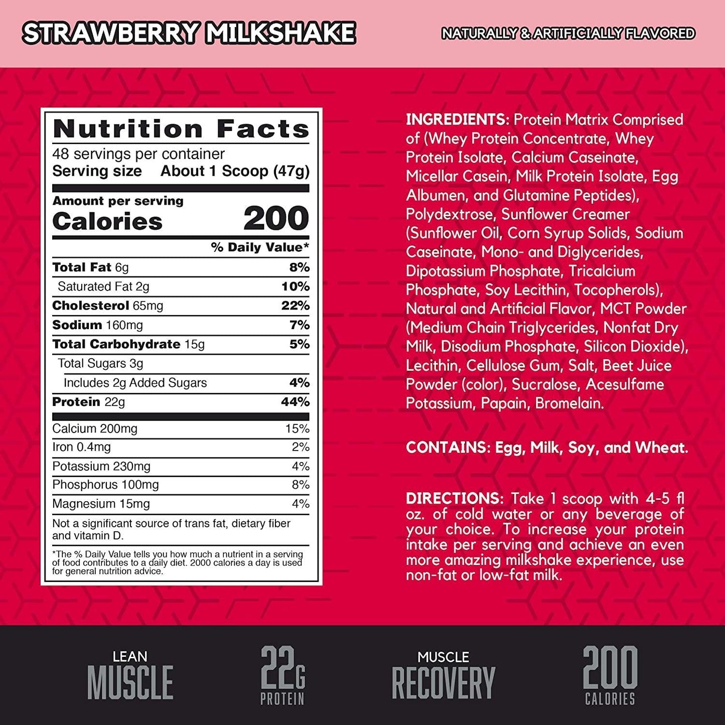 BSN SYNTHA-6 Whey Protein Powder, Micellar Casein, Milk Protein Isolate, Strawberry Milkshake, 48 Servings, 80 Oz