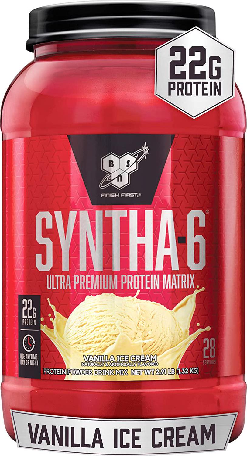 BSN SYNTHA-6 Whey Protein Powder, Micellar Casein, Milk Protein Isolate Powder, Vanilla Ice Cream, 28 Servings (Package May Vary)