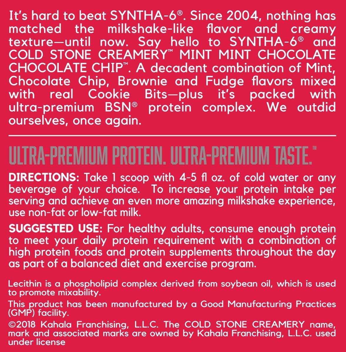 BSN Syntha-6 Protein Powder, Cold Stone Creamery - Mint Chocolate Cake Flavor, 2.07kg, 44 Servings
