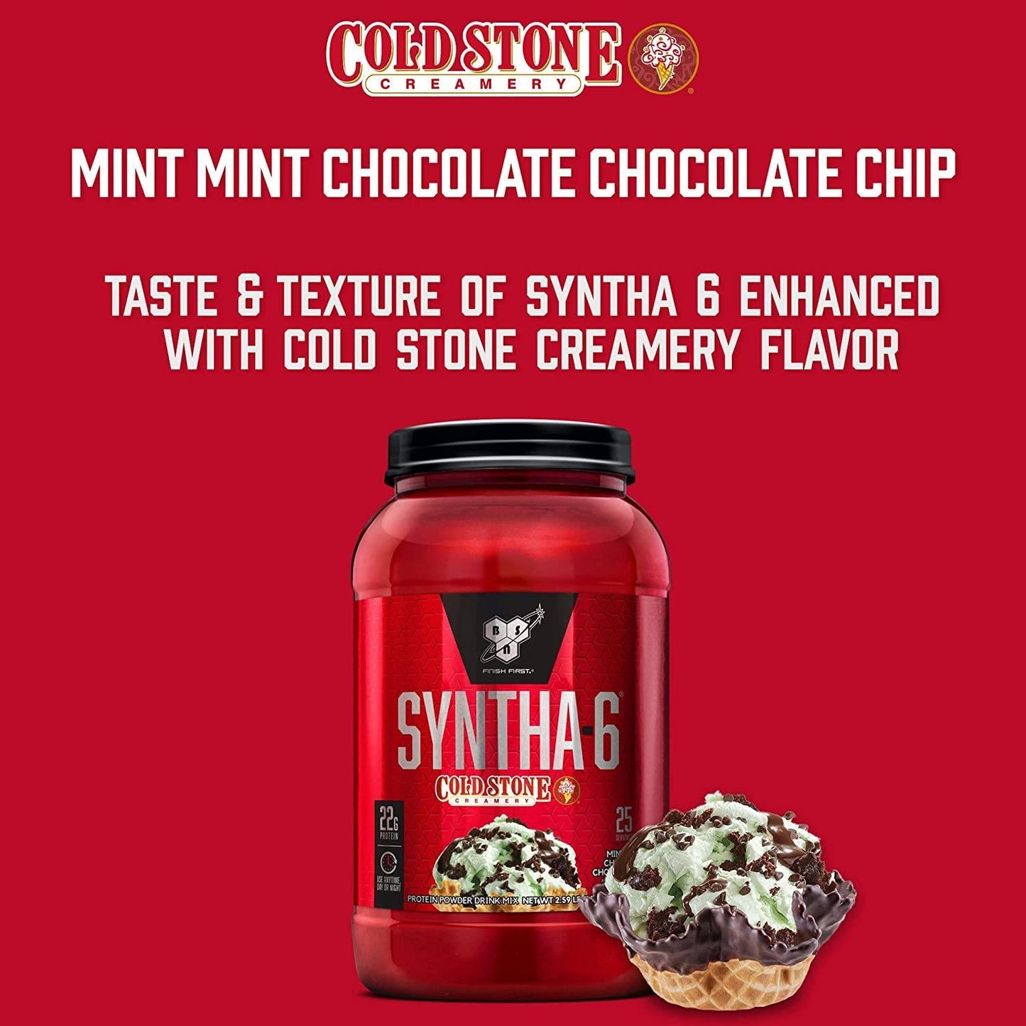 BSN Syntha-6 Protein Powder, Cold Stone Creamery - Mint Chocolate Cake Flavor, 2.07kg, 44 Servings