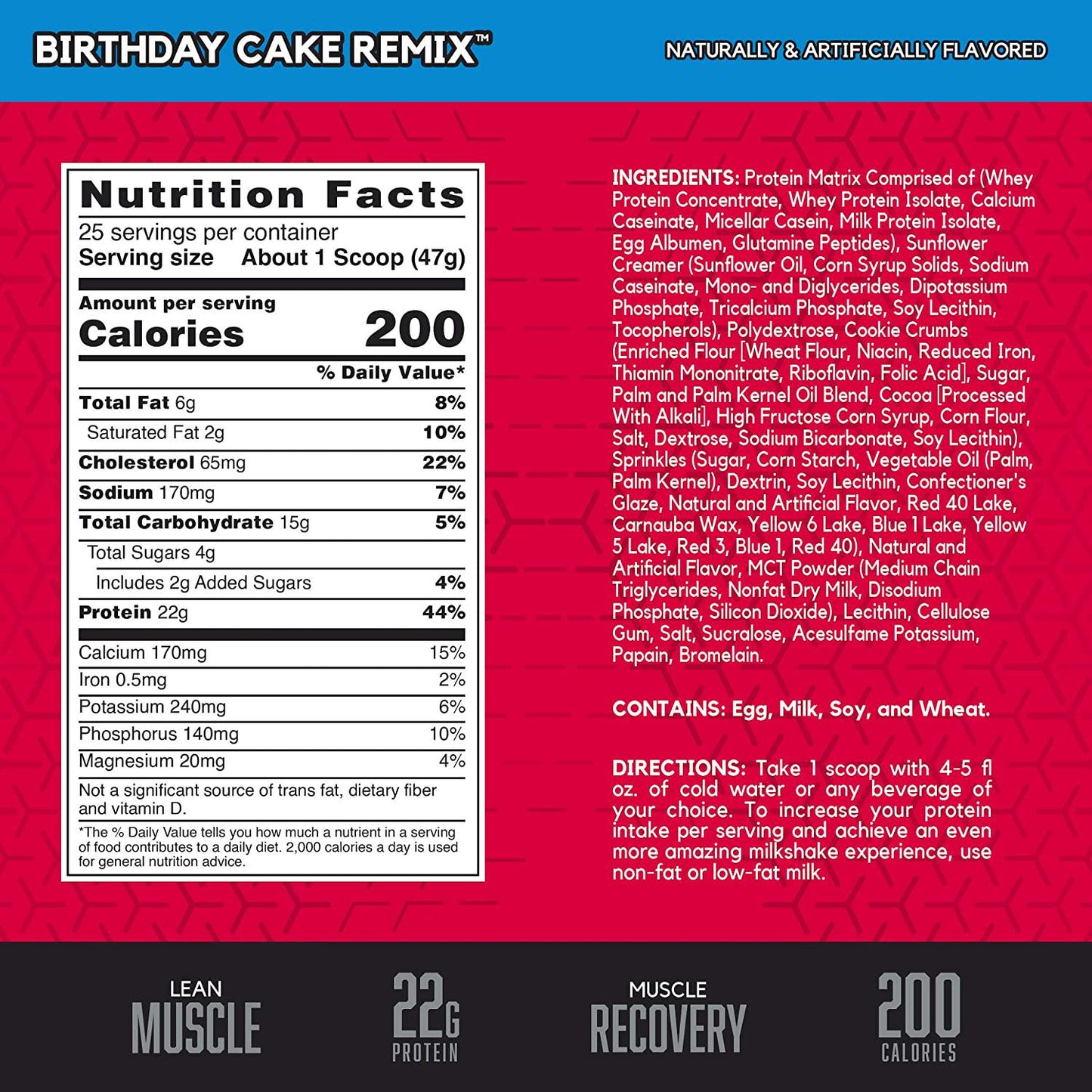 BSN Syntha-6 Whey Protein Powder, Cold Stone Creamery- Birthday Cake Remix Flavor, Micellar Casein, Milk Protein Isolate Powder, 25 Servings