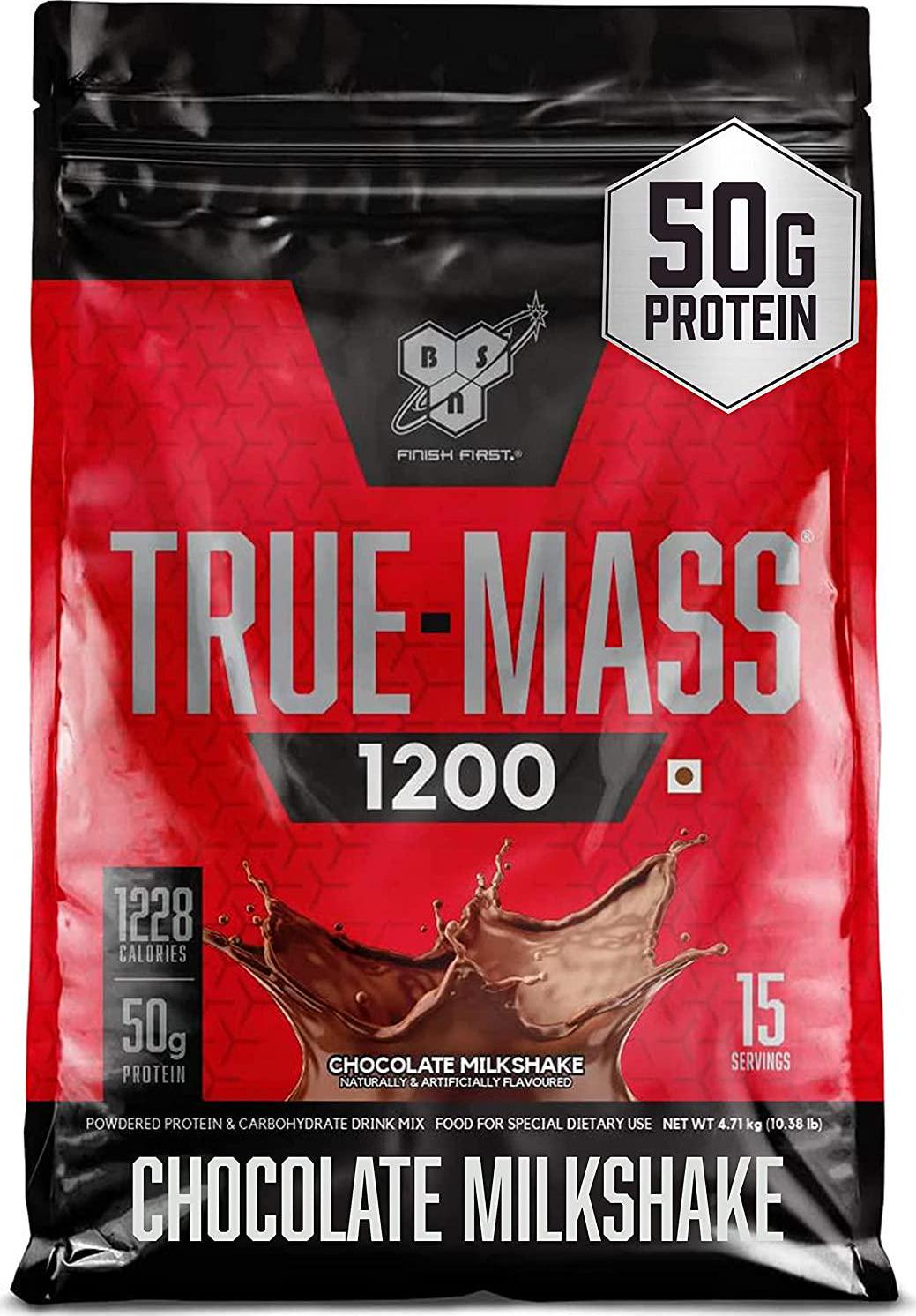 BSN TRUE-MASS Weight Gainer, Muscle Mass Gainer Protein Powder, Chocolate Milkshake, 10.38 Pound (Package May Vary)