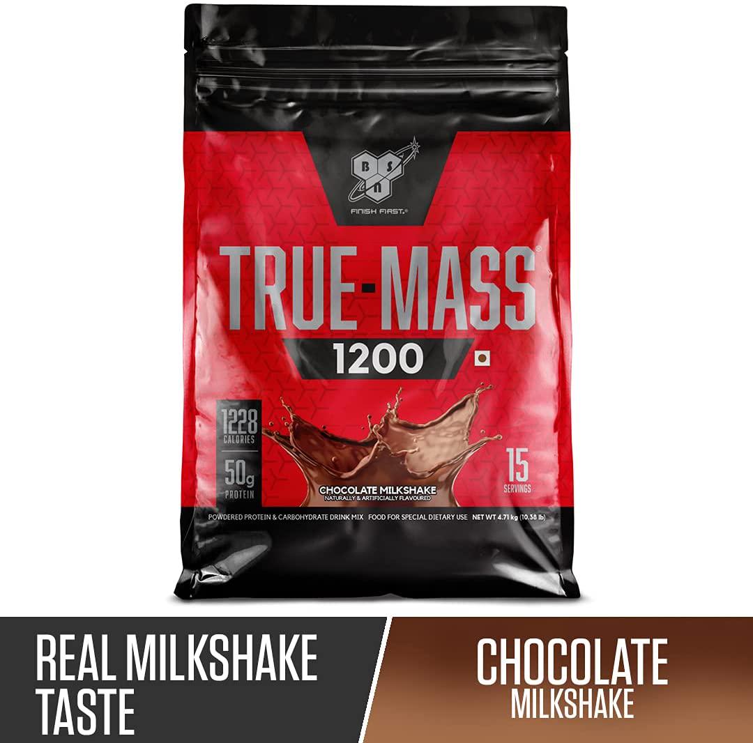 BSN TRUE-MASS Weight Gainer, Muscle Mass Gainer Protein Powder, Chocolate Milkshake, 10.38 Pound (Package May Vary)