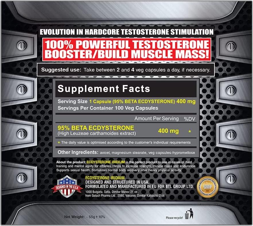 BTL Beta Ecdysterone 95%, Natural Anabolic Extract to Supports Health Testosterone Levels and Lean Muscle Mass Building, Increase Stamina, 100 Veg Capsules