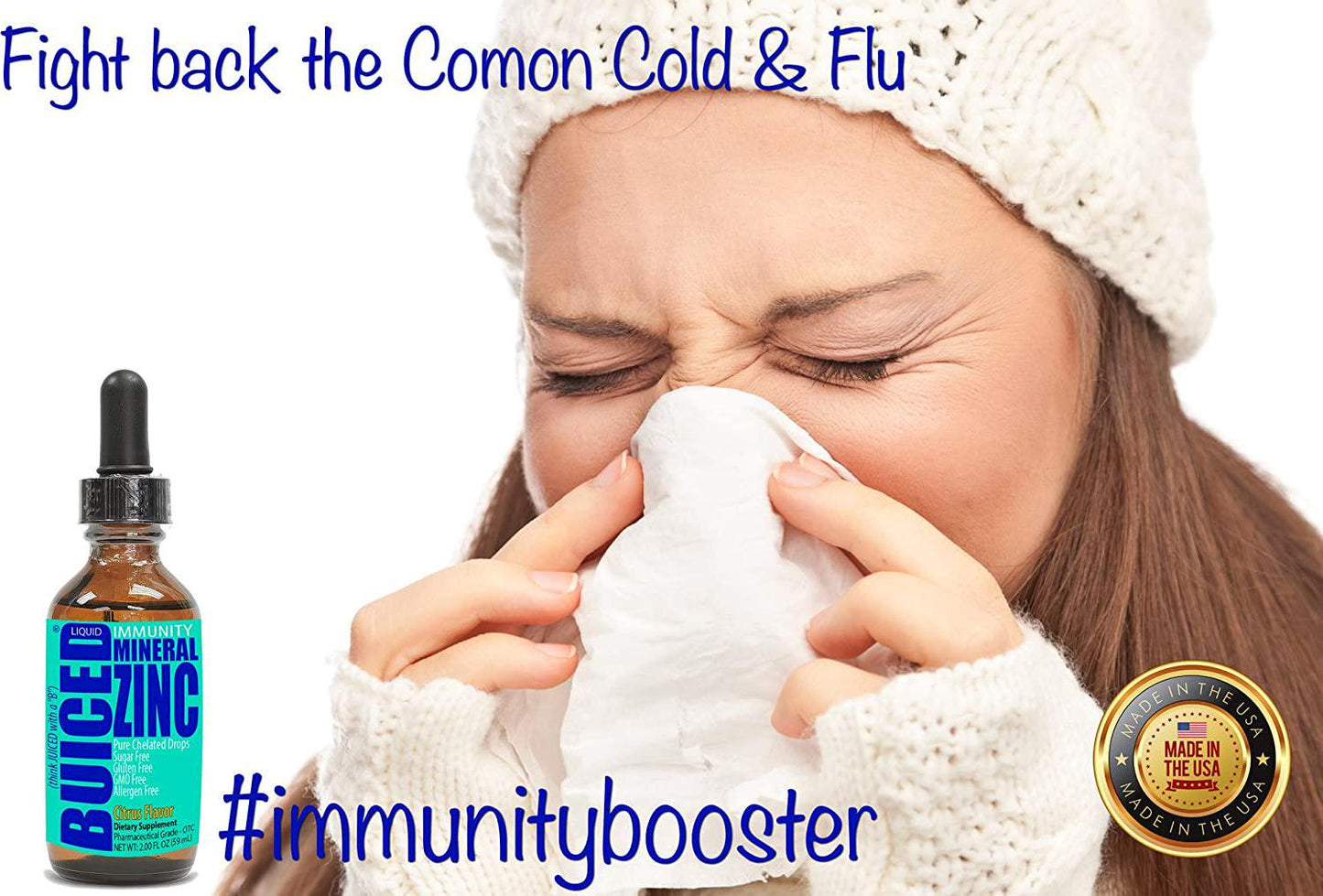 BUICED Liquid Zinc Drops | Support Healthy Immune System | Highly Absorbable | Gluten Free | GMO Free | Allergen Free | Paleo Friendly Liquid Zinc | Vegan Friendly Liquid Zinc | Made in The USA