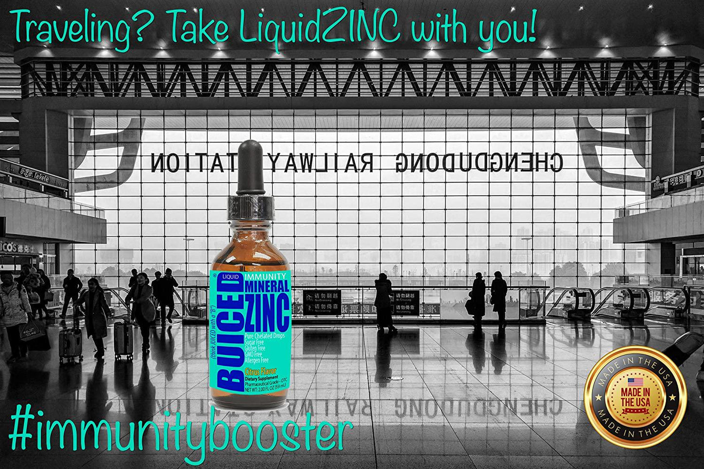 BUICED Liquid Zinc Drops | Support Healthy Immune System | Highly Absorbable | Gluten Free | GMO Free | Allergen Free | Paleo Friendly Liquid Zinc | Vegan Friendly Liquid Zinc | Made in The USA