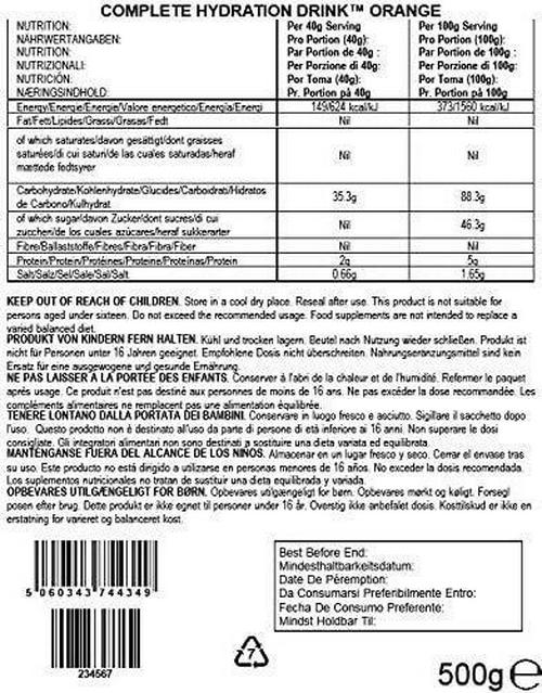 BULK POWDERS Complete Hydration Powder, Sports Drink, Orange, 500 g