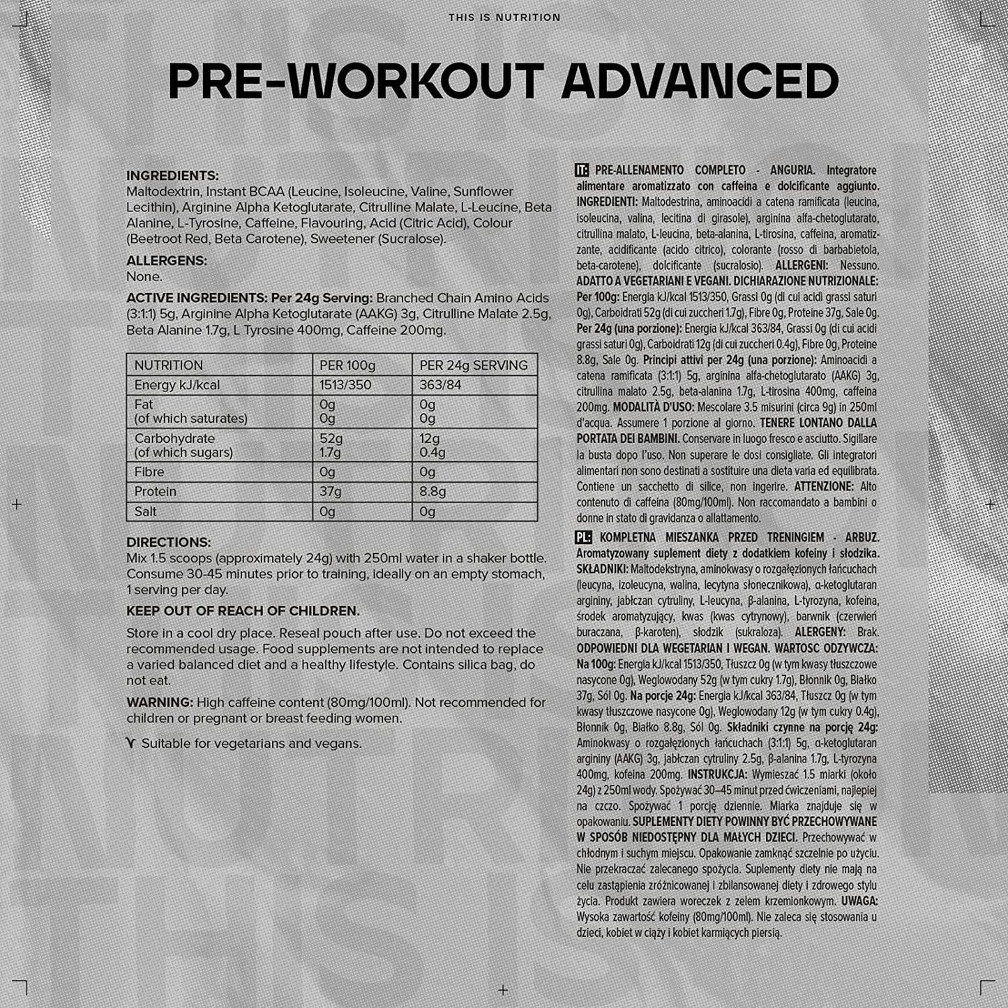 BULK POWDERS Complete Pre Workout, Watermelon, 720 g