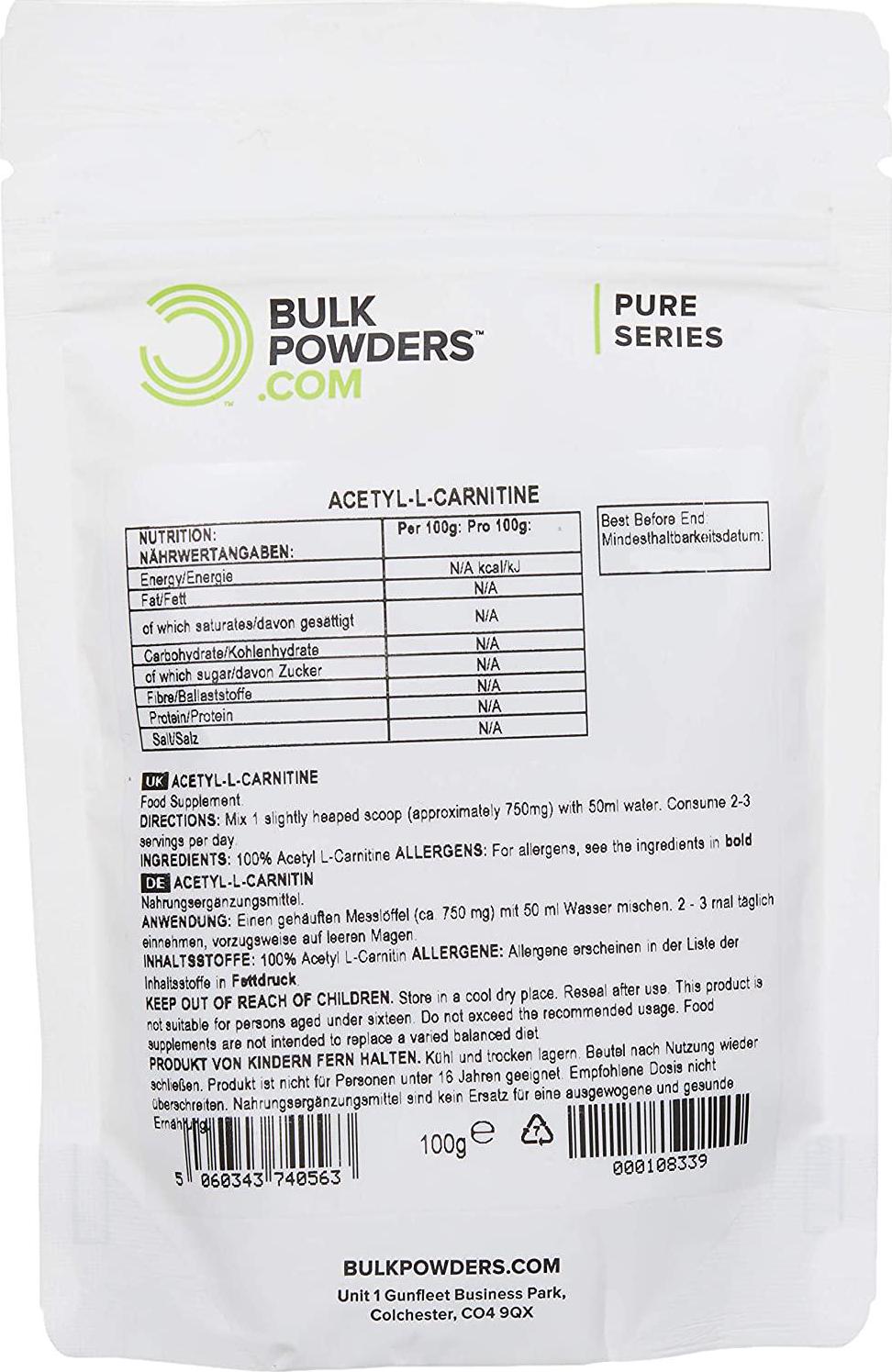BULK POWDERS Pure Acetyl L-Carnitine (ALCAR) Powder, 100 g